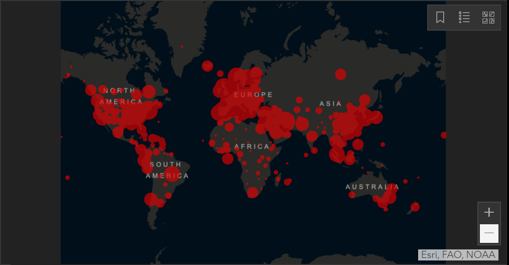 Coronavirus COVID-19 Global Cases by the Center for Systems Science and Engineering (CSSE) at Johns Hopkins University & Medicine 